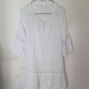 Cupshe Cream Lace Accent Tunic